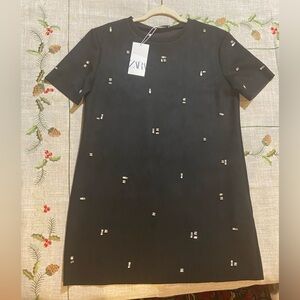 Zara black suede dress with rhinestones